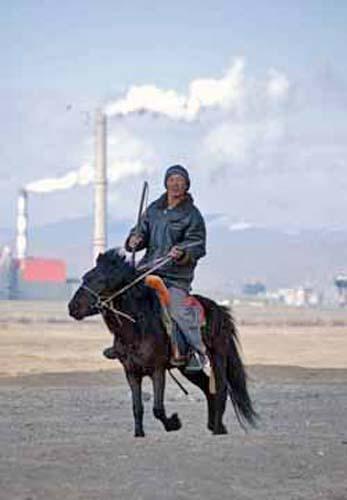 64 Man and His Pony - Ger District - Urban Lifestyle, Environment Our Impact, Mongolia, Ulaanbaatar, People at Work, Herdsman, Power Station, Ulaan Baatar_DSC0298