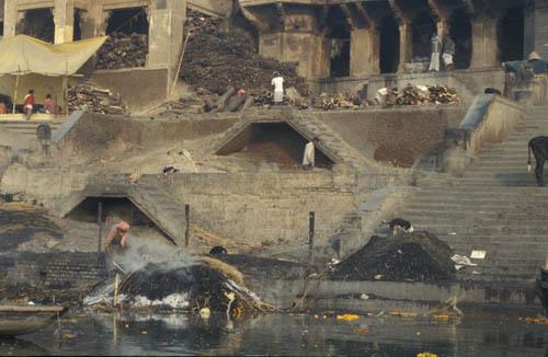 Cremation Area at Burning  Ghat - India River Lifestyle Ganga  Box 4 File 5 m18 15 Varanasi Burning Ghat   JPG
