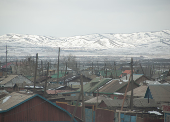 Mongolia Ger District Housing to the Mountains -