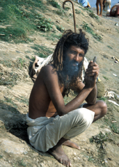 Sadhu on the banks of the Ganga in India