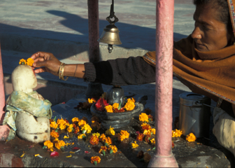 Hindu Devotee at Shrine
